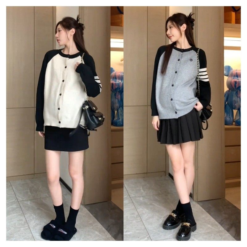 2024韩版孕期套装长袖拼色百褶裙休闲早春外穿显瘦孕妇两件套,孕妇装/孕产妇用品/营养,套装,淘宝优惠券,粉丝福利购,淘宝优惠卷