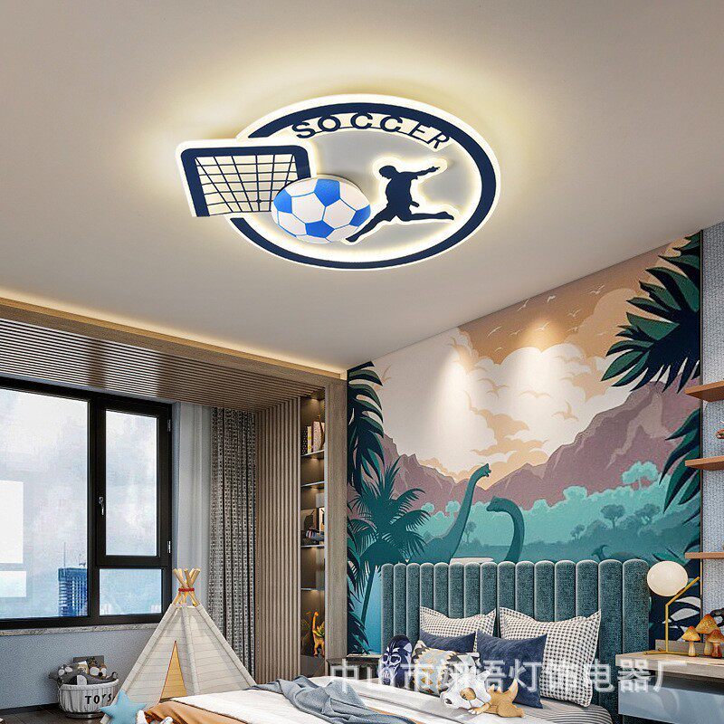 北欧卡通现代儿童灯护眼创意个性篮球足球卧室吸顶灯家居智能灯具