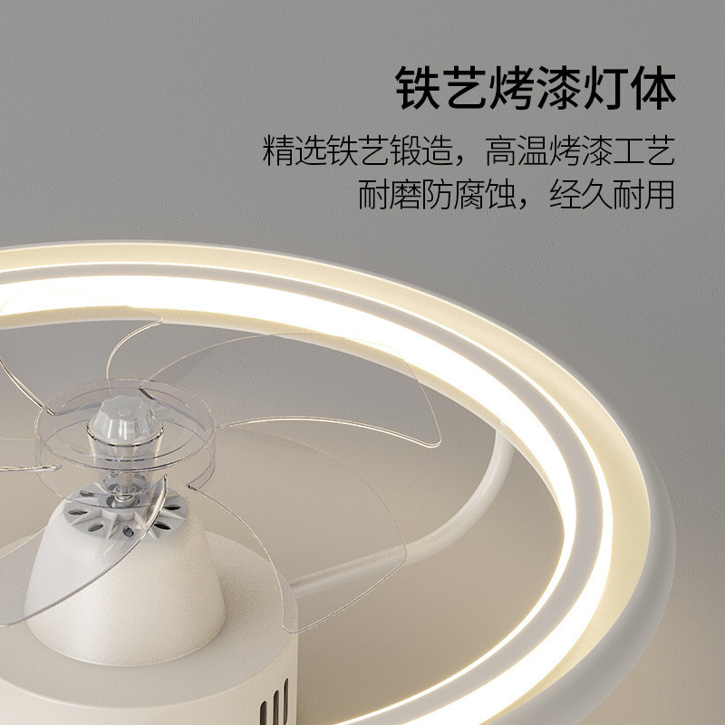 2024新款流行餐厅吊灯吸顶灯奶油简约大气智能摇头风扇灯中山灯具