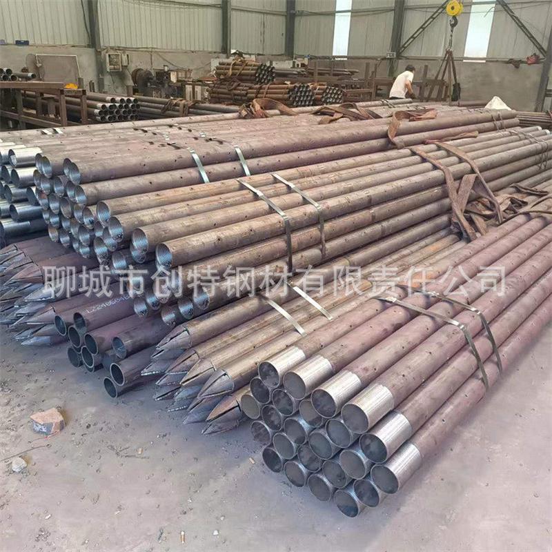 108管棚钢花管108*6管管管108注浆棚3米6米15cm尖头内外丝打孔