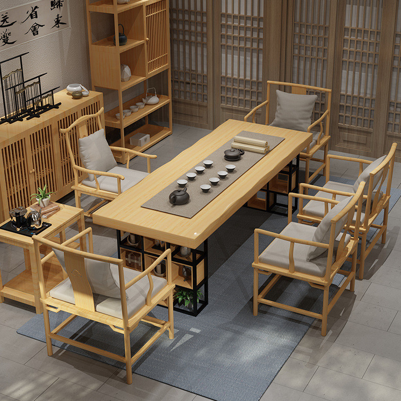 热销新中式收纳创意茶店茶馆实木茶桌家用客厅办公室桌椅组合茶台