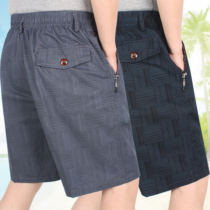 纯棉水洗夏季薄爸爸装宽松大码男士五分裤中年印花透气,男装,短裤,淘宝优惠券,粉丝福利购,淘宝优惠卷