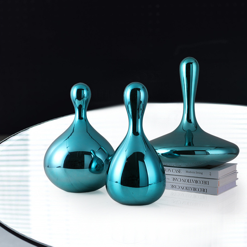 热销轻奢桌面玻璃水滴摆件酒柜创意几何现代样板房酒店软装装饰摆