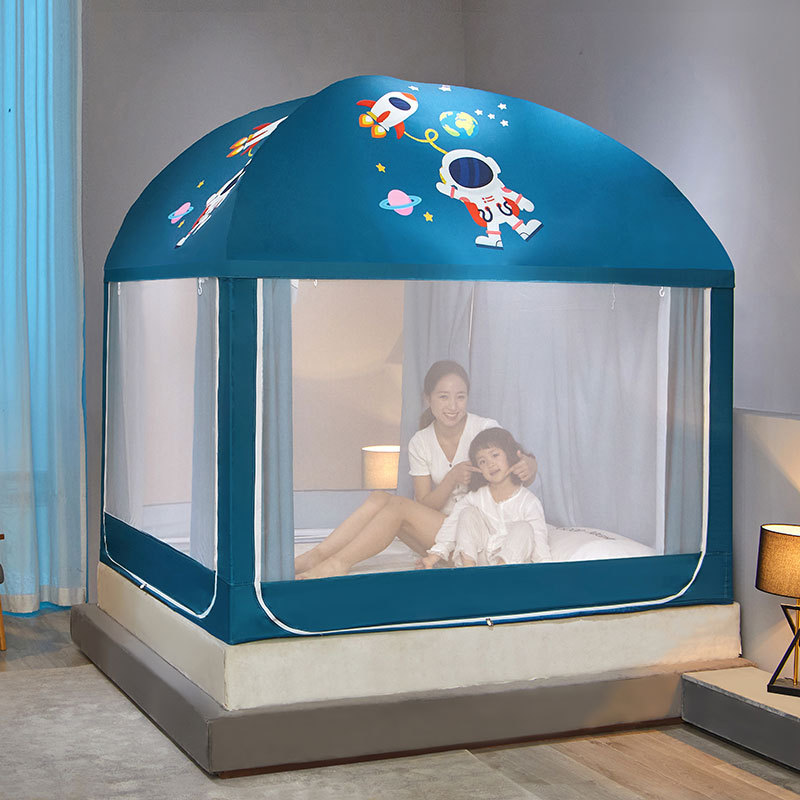 cb#新款蒙古包加高坐床防蚊防尘顶遮光床幔蚊帐回底门三开