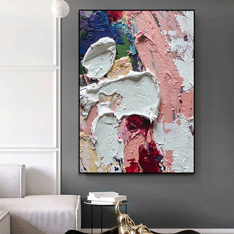 现代简约立体抽象手绘油画 纯色厚肌理装饰画 玄关客厅纯手绘挂画图片