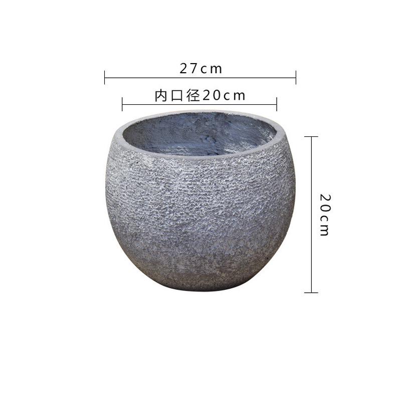 可种植石头纹户外形水泥落地花盆酒店商场大肚组合家居庭院摆设73