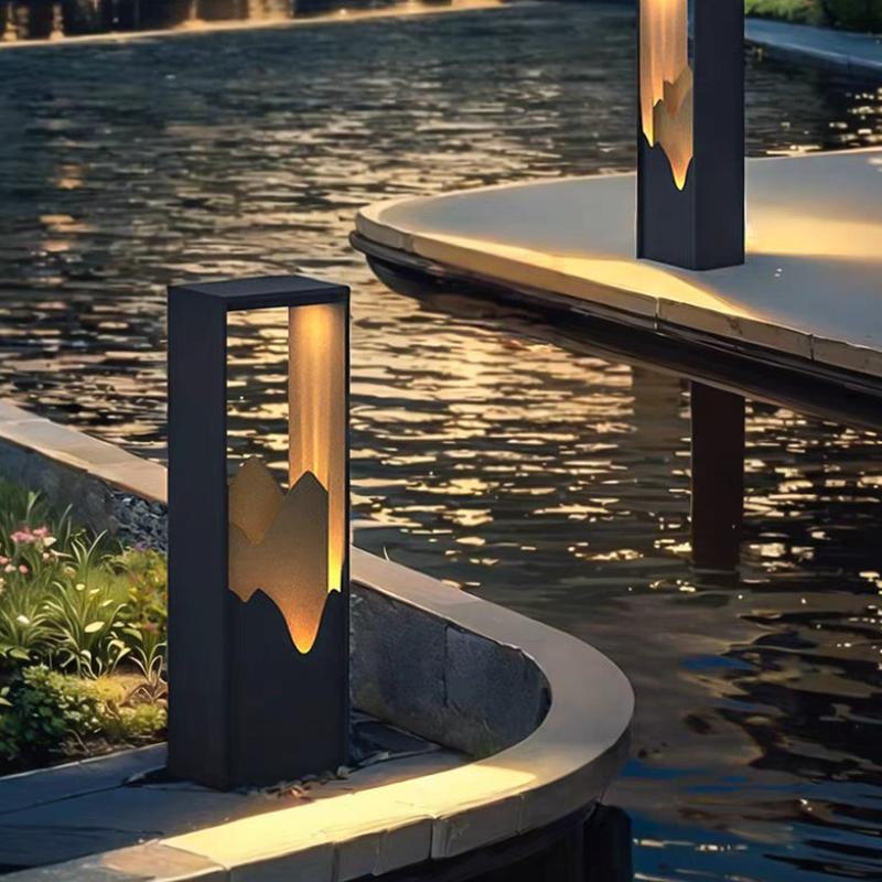 中式庭院灯户外太阳能草坪灯防水草地灯新中式山水禅意落地景观灯