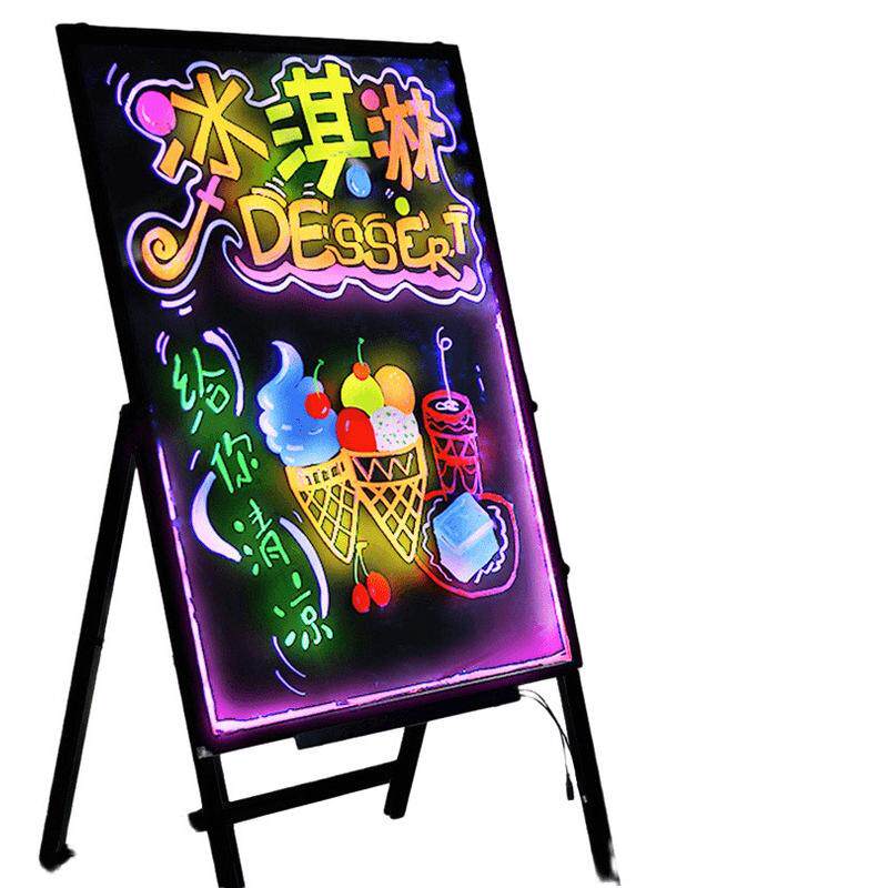 美甲美睫店门口灯箱门头发光霓虹灯灯箱手写板展示门口设计制作