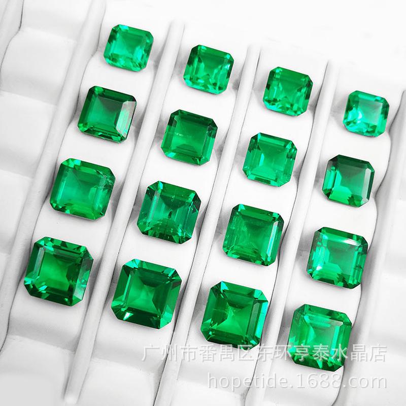 热销澳洲料裸石再生长木佐色沃顿绿合成祖母绿宝石小八角实验室戒