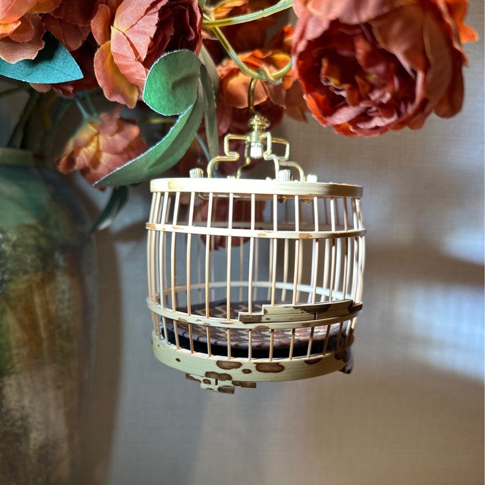 热销梅妃竹蝈蝈笼鼓形虫器文玩精品虫具