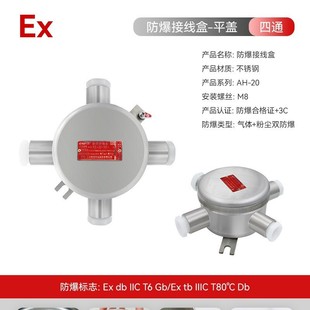 隔爆接线盒平盖M25 防爆接线盒304不锈钢 1.5直通三通四通IIIC6分