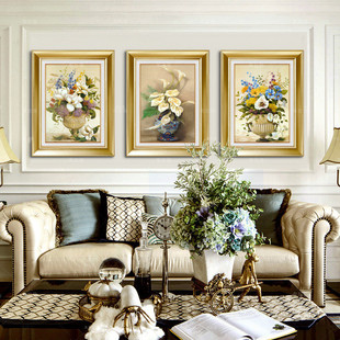 热销贴砖十字绣卧室钻石画满钻新款 钻石绣客 2018花卉餐厅三联欧式