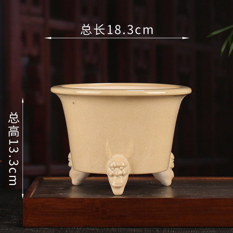 宜兴釉水紫砂花盆批发仿古三足圆好口物阳台桌面多肉各种花卉yz78,鲜花速递/花卉仿真/绿植园艺,花盆,淘宝优惠券,粉丝福利购,淘宝优惠卷