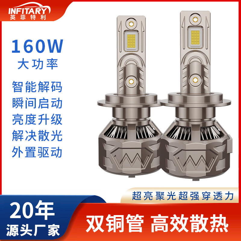 双铜管汽车led大灯改装汽车车灯超亮H4灯泡h7led灯汽车灯汽车大灯