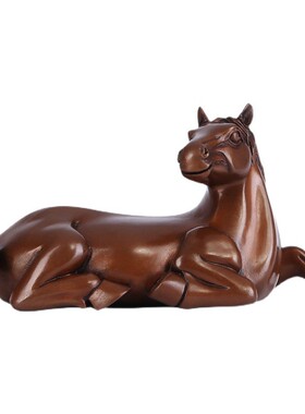 铜欣祥紫铜卧镇纸马到成功铜生肖马马摆件小茶宠书房桌面装饰品