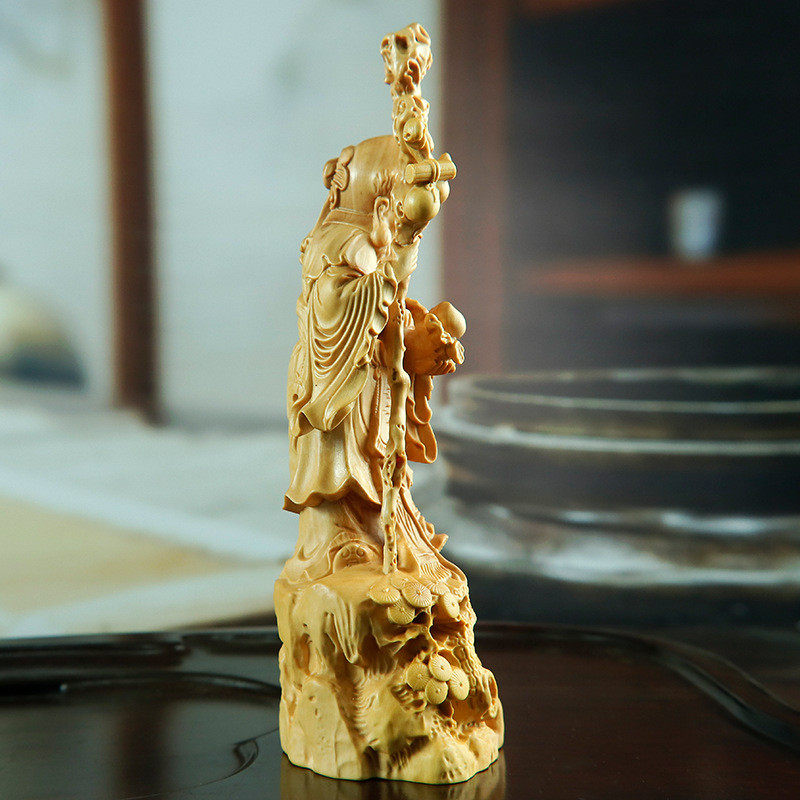 木雕黄杨雕刻工艺品生日贺寿祝人物客厅礼品老寿星公摆件