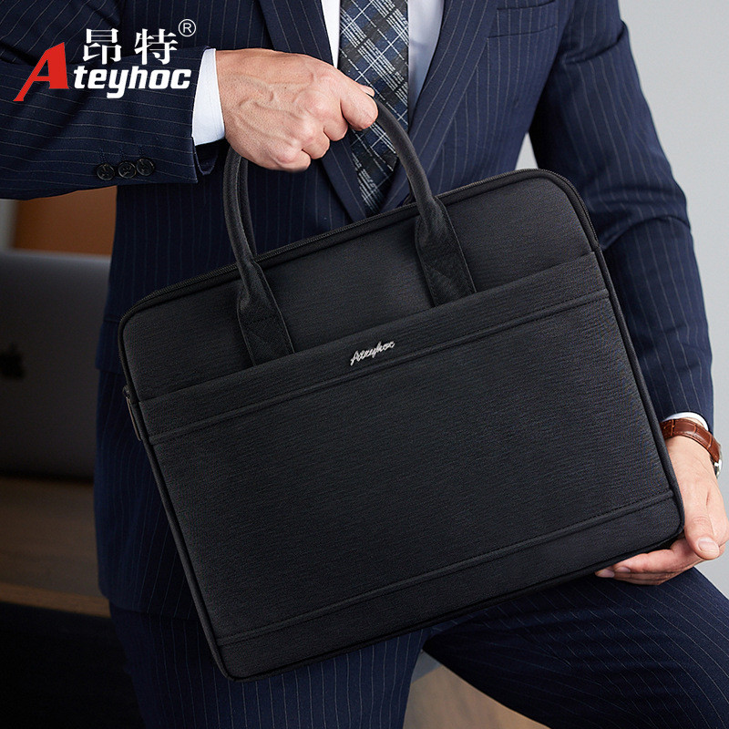 办公手提文件包商务公文包帆布男士多功能印会议收纳资料袋大容量
