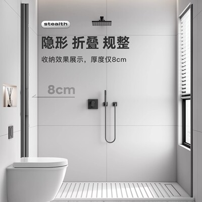 卫生间浴室浴帘隐形高档淋浴房干湿分离隔断防水折叠门帘磁吸拉帘