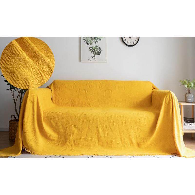 6qcs现代沙发套罩毯子感靠背美式老式沙发巾垫白色沙发布盖布