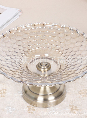 欧式果盘水晶玻璃时尚珠点水果盘 酒吧茶几家居装饰品装饰器皿