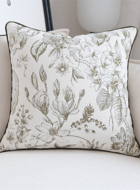 f63x绿色法式花朵抱枕客厅沙发靠靠枕轻美式中古靠垫包复古床头靠