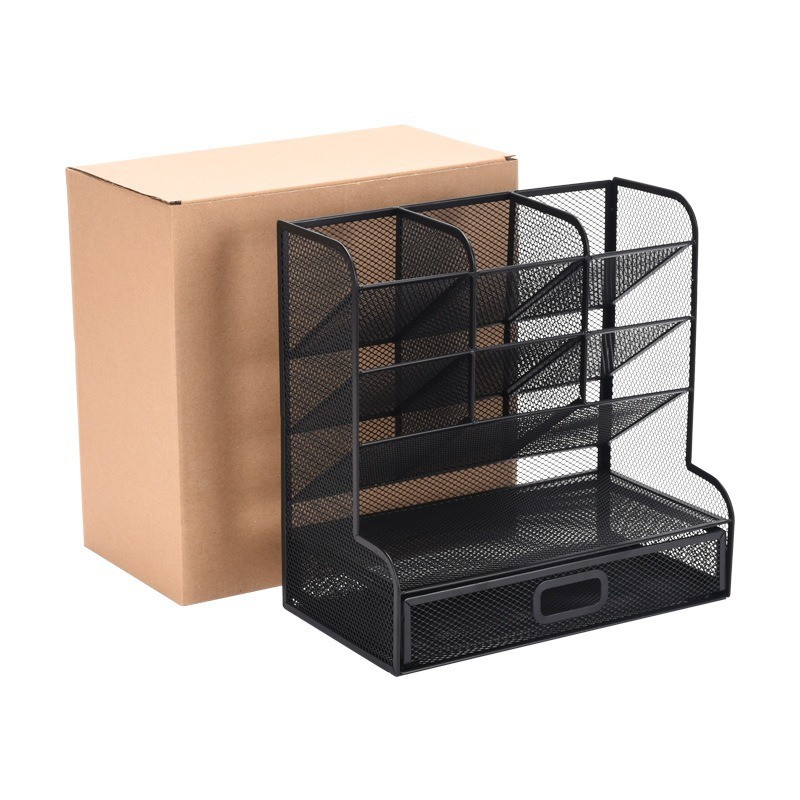 欧美创意杂物桌面笔筒置物架办公学生收纳架金属铁网笔筒架