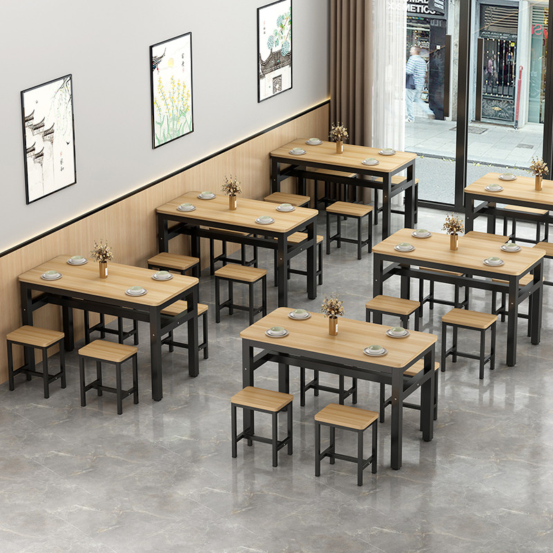 早餐饭店桌椅组合餐饮商用面馆餐桌快餐厅食堂小吃四人长方形桌子