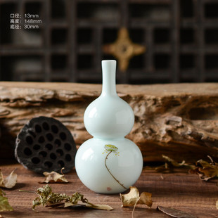 晴先生影青小花瓶花插全手工制作手绘莲蓬创意家居家具花瓶摆件