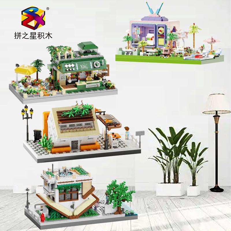 拼之星微钻石小颗粒积木儿童DIY益智玩具街景建筑模型现货