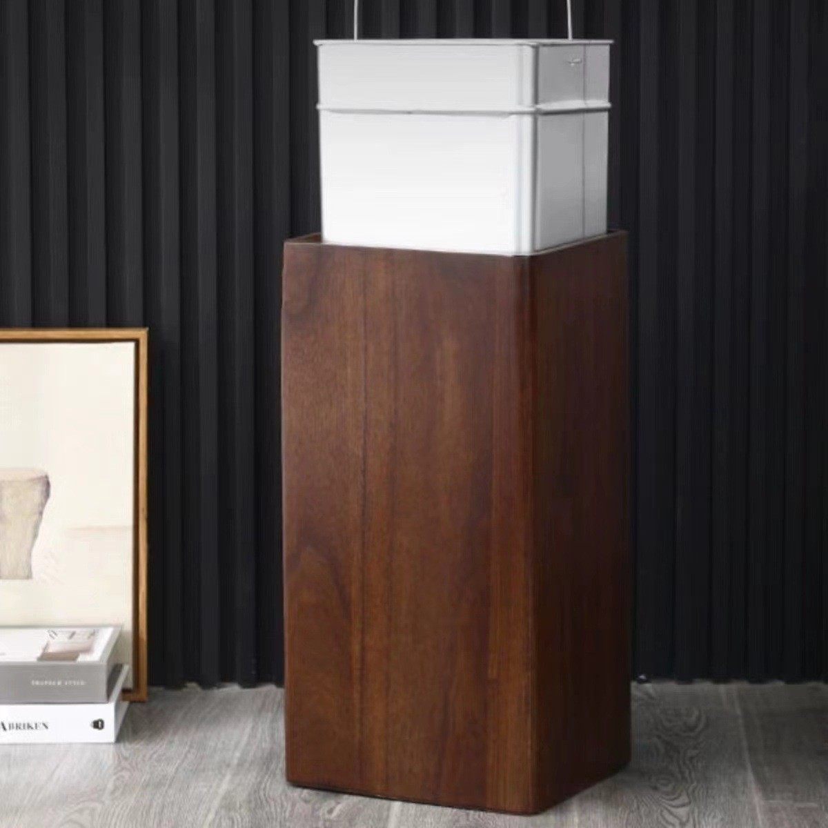 酒店洗手台实木垃圾桶带烟灰缸池高档商用洗手间擦手纸垃圾桶