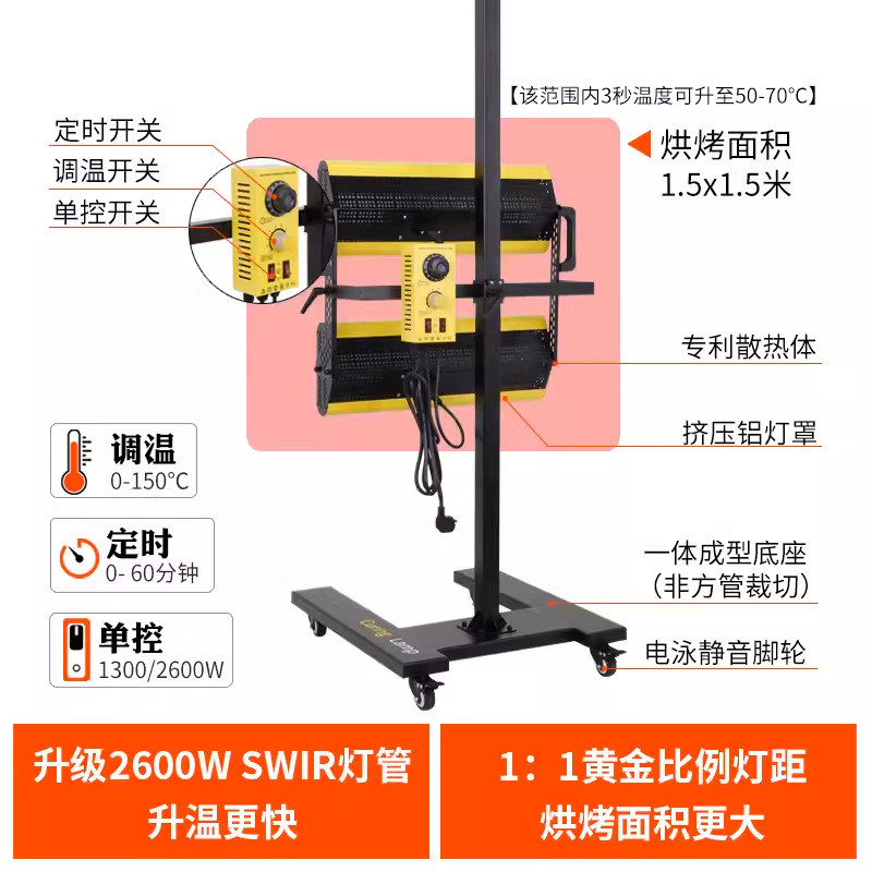 供应汽车烤灯喷漆移动式短波红外线烤漆灯烤漆房油漆高温烤漆机