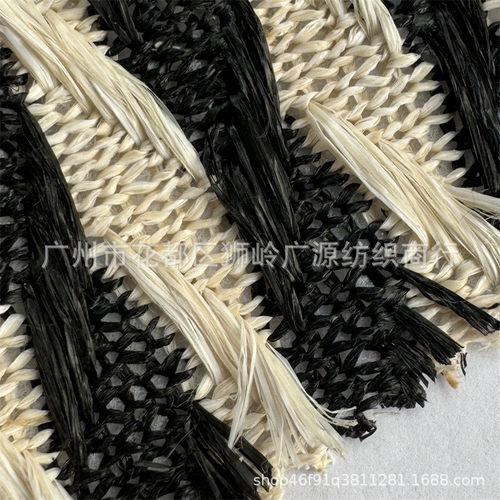 优质草编pp编织料双色提花草布草编包鞋材抱枕装饰布批发