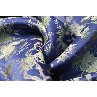 喜上眉梢纹香云纱50姆米织锦缎色织桑蚕丝面料提花服装丝绸布料