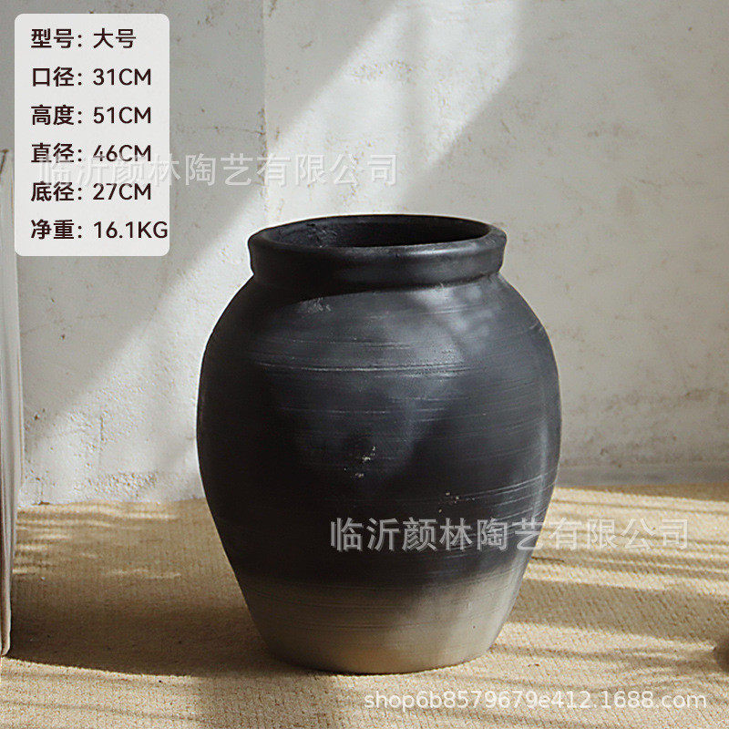 黑灰土色水泥家居花盆陶罐客厅商场酒店装饰绿植花器民宿装饰摆件