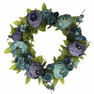 牡丹古兰家居装饰仿真复花环结婚婚礼布置墙饰房门挂饰婚庆货