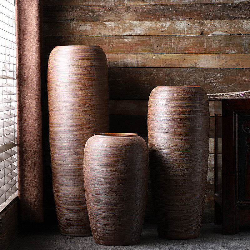 景德镇手工陶瓷花瓶落地酒店大号干支陶罐三件套橱窗摆件软装坛子,鲜花速递/花卉仿真/绿植园艺,花盆,淘宝优惠券,粉丝福利购,淘宝优惠卷