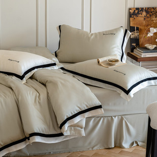 热销cf8960支兰精天丝刺绣四件套夏季 轻奢凉感床冰丝床上被套床单