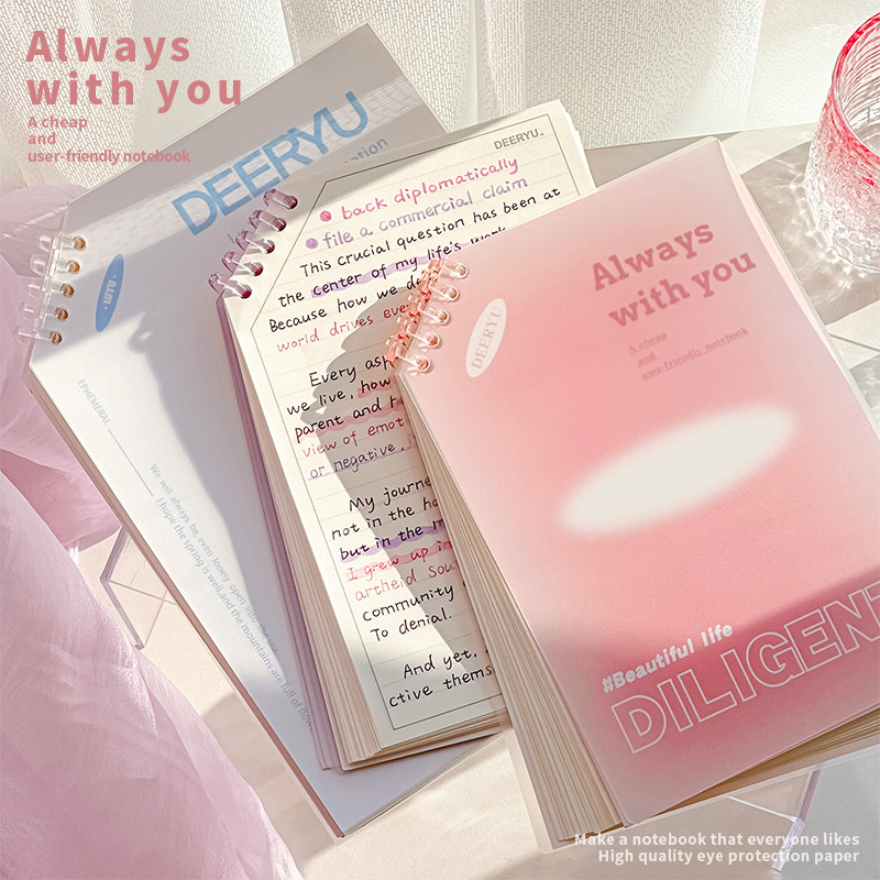 A5斜上翻活页本可拆卸扣环活页笔记本本子不硌手斜翻线圈本高颜值