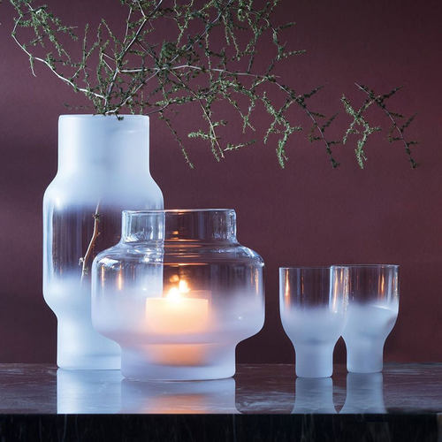 热销英国lsa玻璃花瓶手工磨砂透明大号花瓶插花烛台花瓶轻奢水养