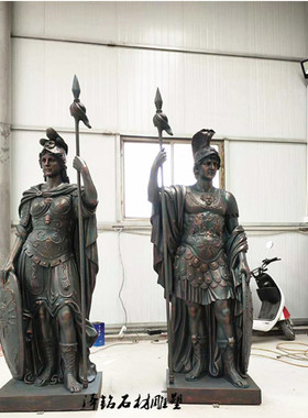 罗马武士雕塑仿铜玻璃钢雕像大型战士士兵古铜色人物模型摆件