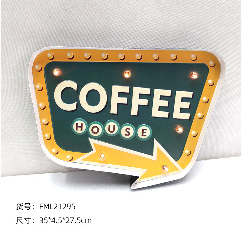 指示牌复古铁艺壁饰灯牌led灯美式箭头指示牌酒吧咖啡店铺导向牌