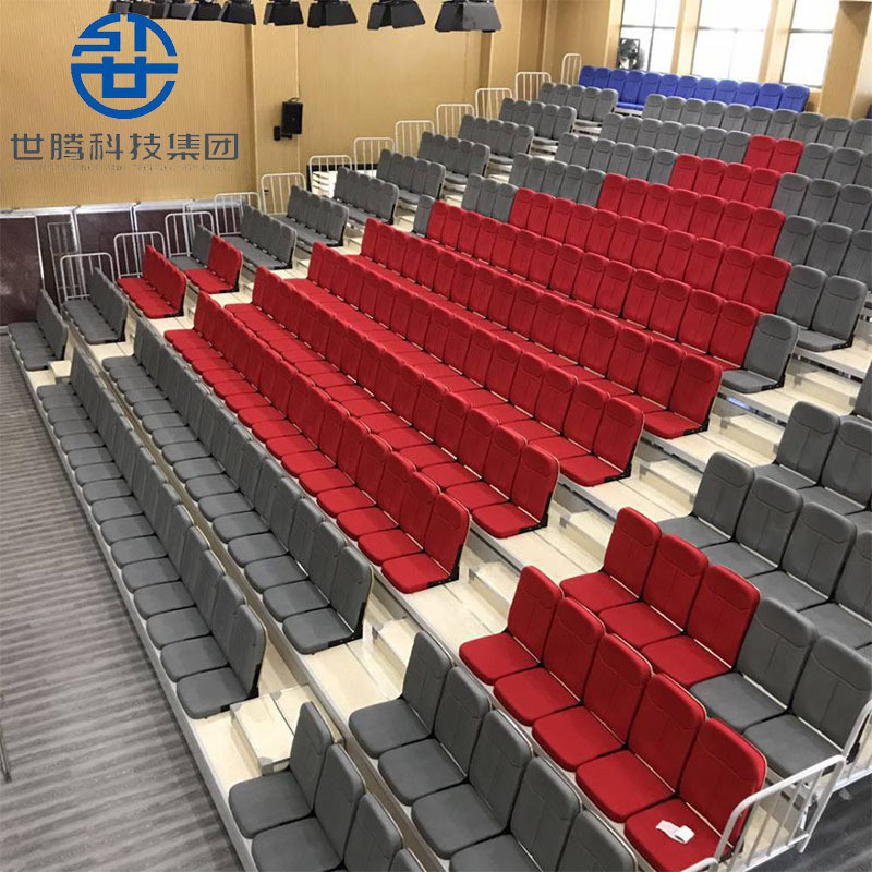 陕西伸缩看台椅活动看台座椅体育馆室内外观众活动座椅折叠软包椅