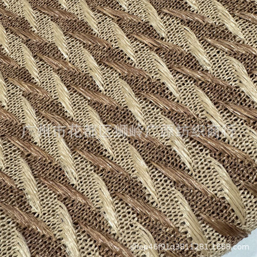 优质草编pp编织料批发提花草布草编包鞋材抱枕装饰布双色