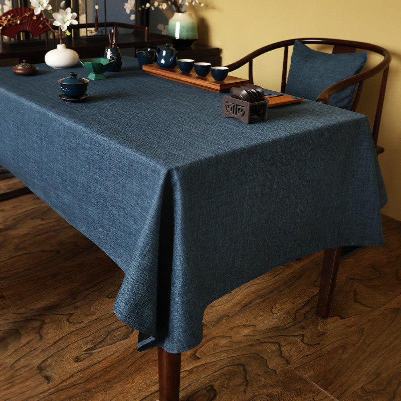 新中式桌布长方形茶几布书法会议质感茶台布艺长条茶桌布棉麻台布