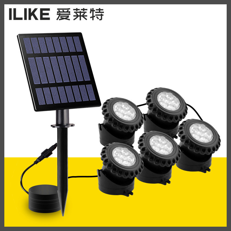 跨境太阳能水底灯户外防水RGB泳池灯水下灯鱼缸灯庭院七彩水底灯