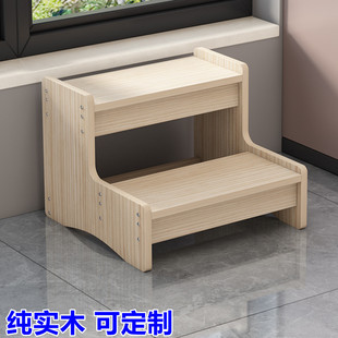 热销实木家用楼梯踏步两步三步两用置物登高台阶脚踏凳飘窗台阳台