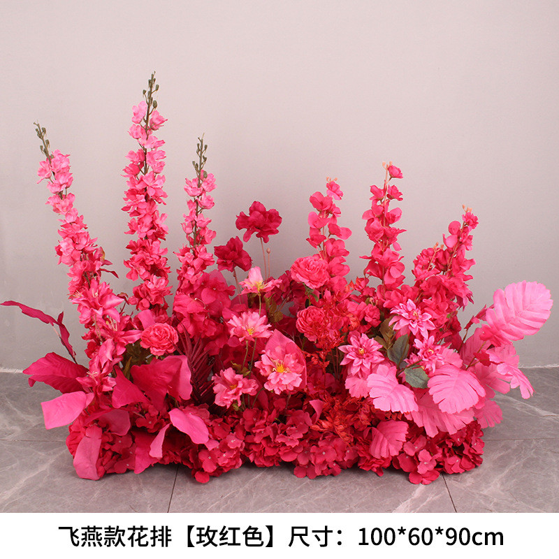 新款婚庆路引地排花仿真绢花成品装饰大飞燕花排t台大款婚礼花艺