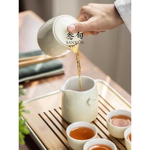 kbq1功夫茶具套装家用简约现代套装陶瓷茶盘茶壶小茶杯樱草整套釉