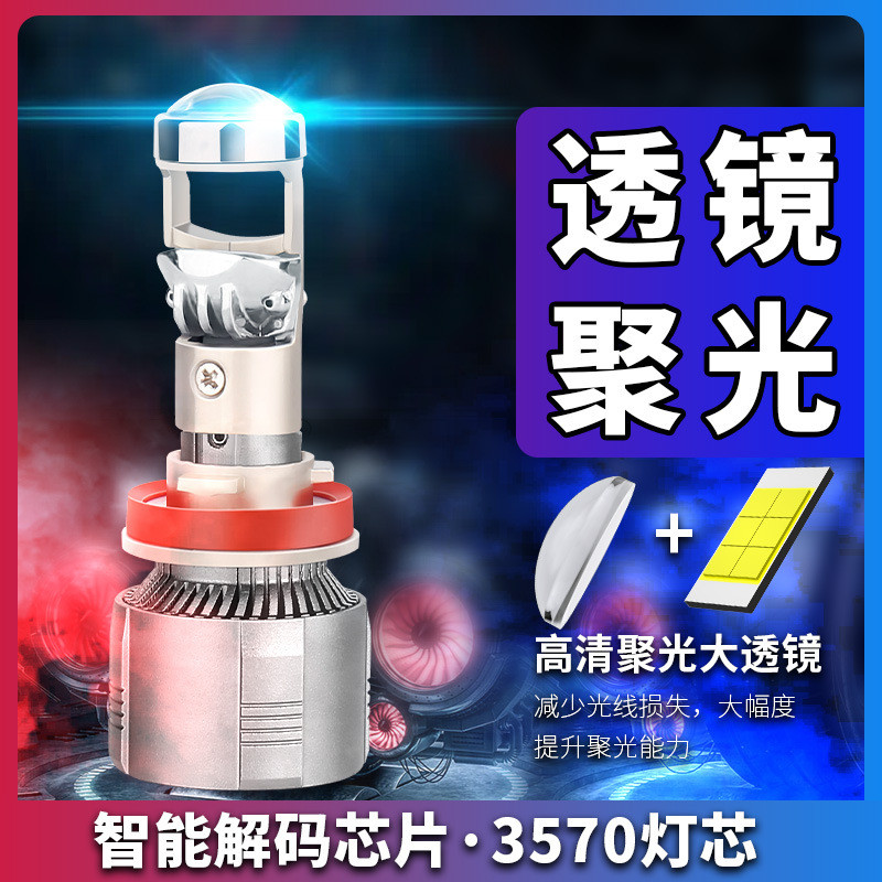 汽车led大灯自带透镜 9005 H7H11 9006汽车透镜改装聚光LED大灯