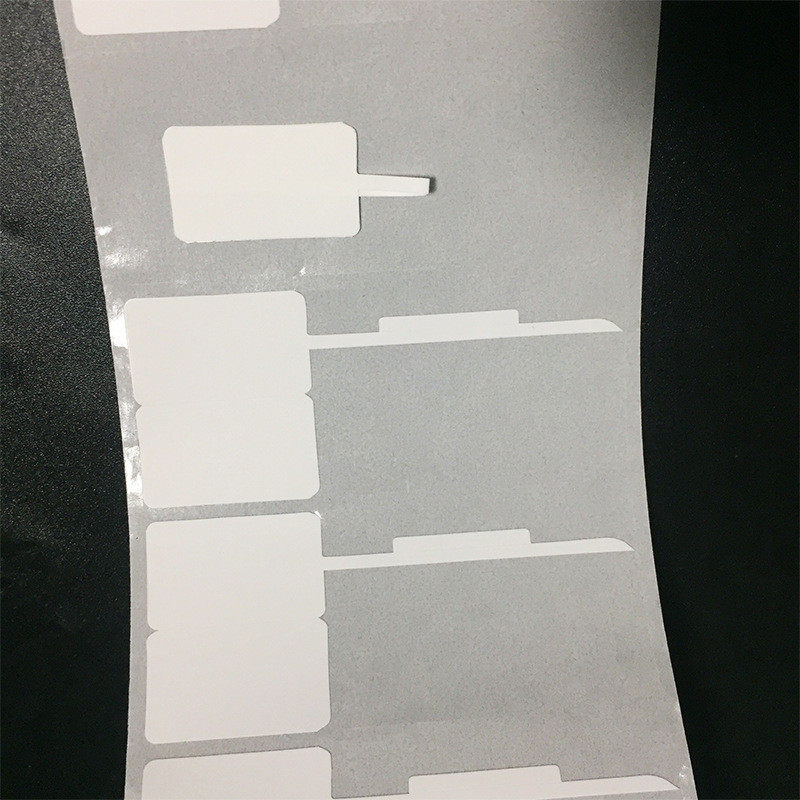 珠宝首饰标签纸70x30*2500张不干胶尾巴带胶合成纸对折空白